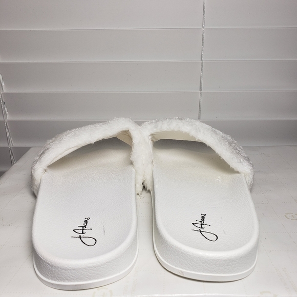 J. Adams White Open Toe Backless Fur Slide Sandals - Picture 7 of 9